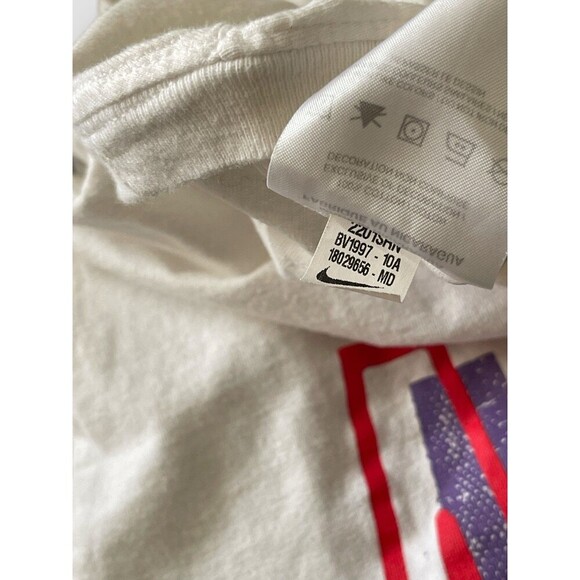 Nike Air T-Shirt Mens Medium white Neon Spellout Swoosh Graphic Tee Retro - Picture 6 of 6